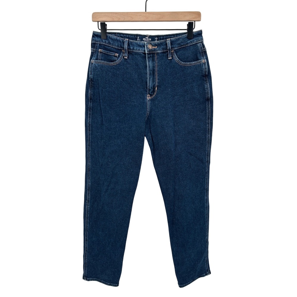 Hollister Ultra High Rise Mom Jean Dark Wash Straight Leg Size 7R W28 L27‎